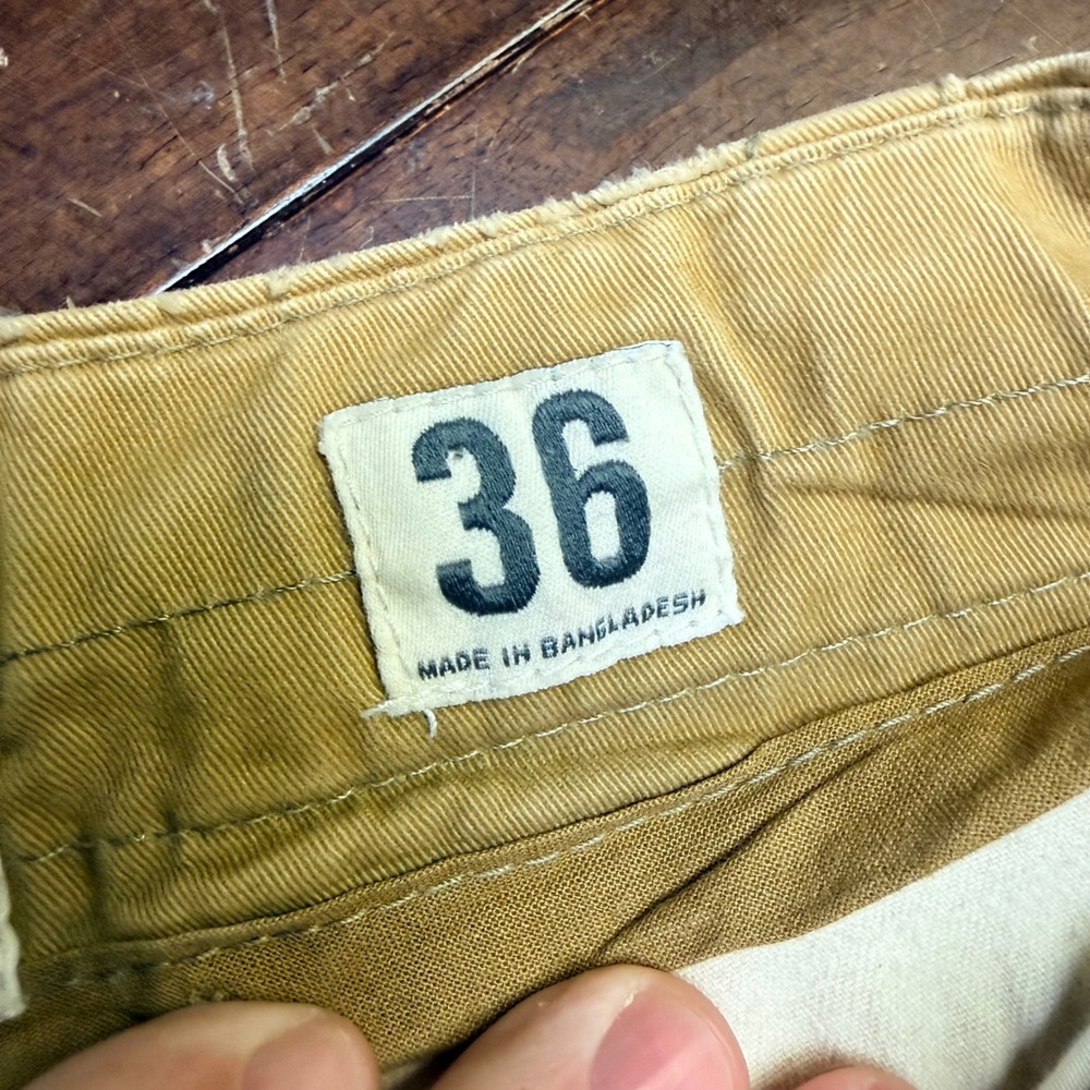 Abercrombie Fitch distressed Cargo Shorts Mens 36/38 Tan Button Fly Utility VTG - Picture 7 of 11